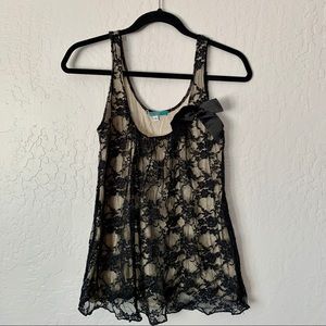 Lace & Bow Black Swing Tank